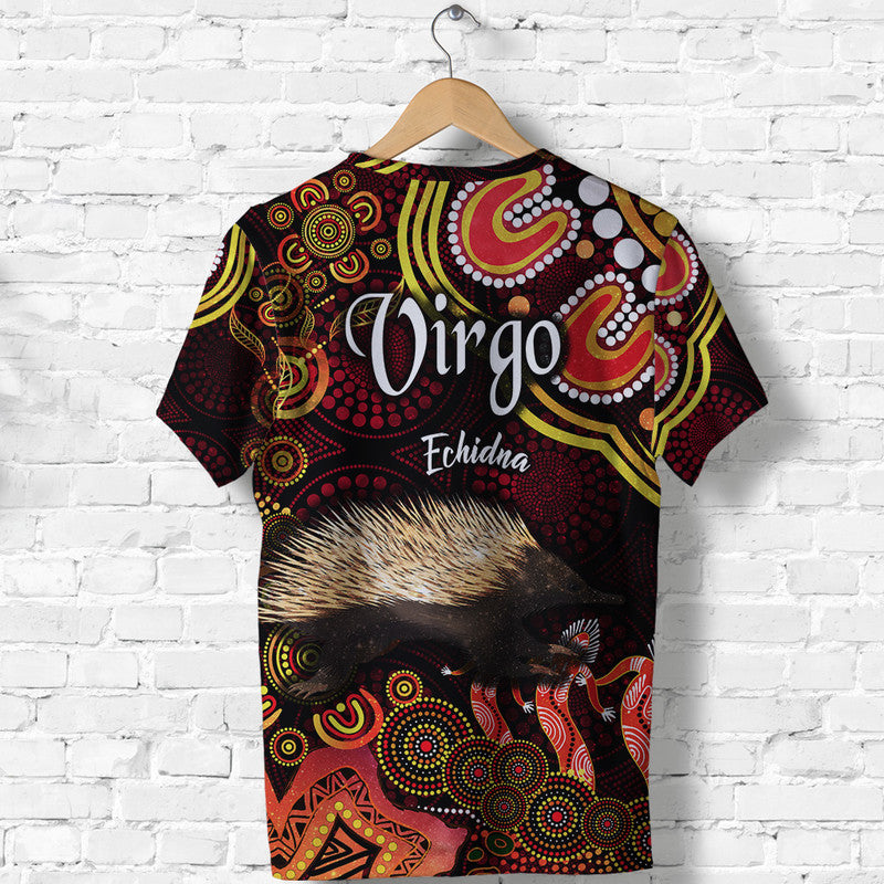australian-astrology-t-shirt-virgo-echidna-zodiac-aboriginal-vibes-red