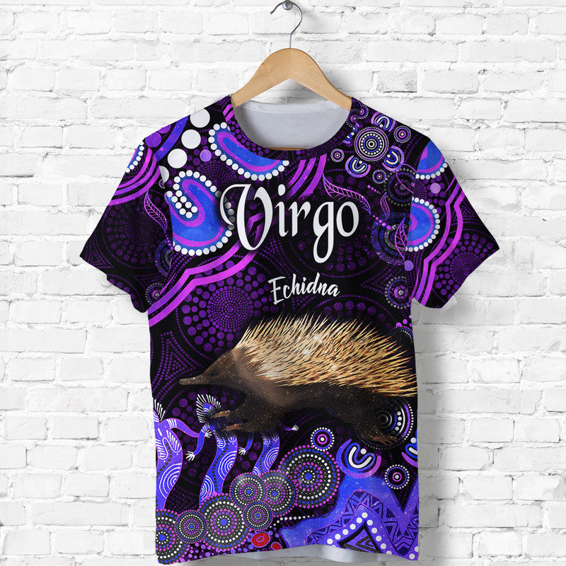 australian-astrology-t-shirt-virgo-echidna-zodiac-aboriginal-vibes-purple