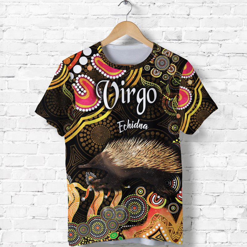 custom-personalised-australian-astrology-t-shirt-virgo-echidna-zodiac-aboriginal-vibes-gold