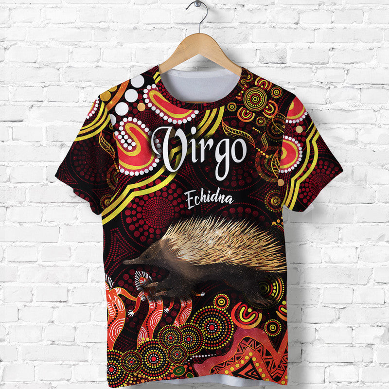 custom-personalised-australian-astrology-t-shirt-virgo-echidna-zodiac-aboriginal-vibes-red
