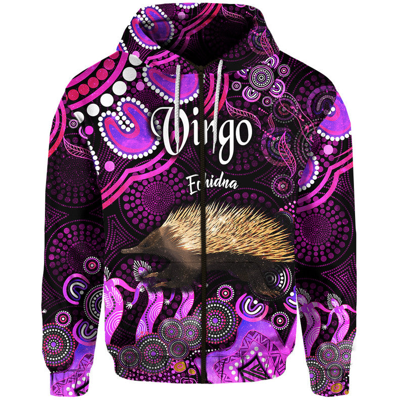australian-astrology-zip-up-and-pullover-hoodie-virgo-echidna-zodiac-aboriginal-vibes-pink