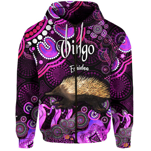 australian-astrology-zip-up-and-pullover-hoodie-virgo-echidna-zodiac-aboriginal-vibes-pink