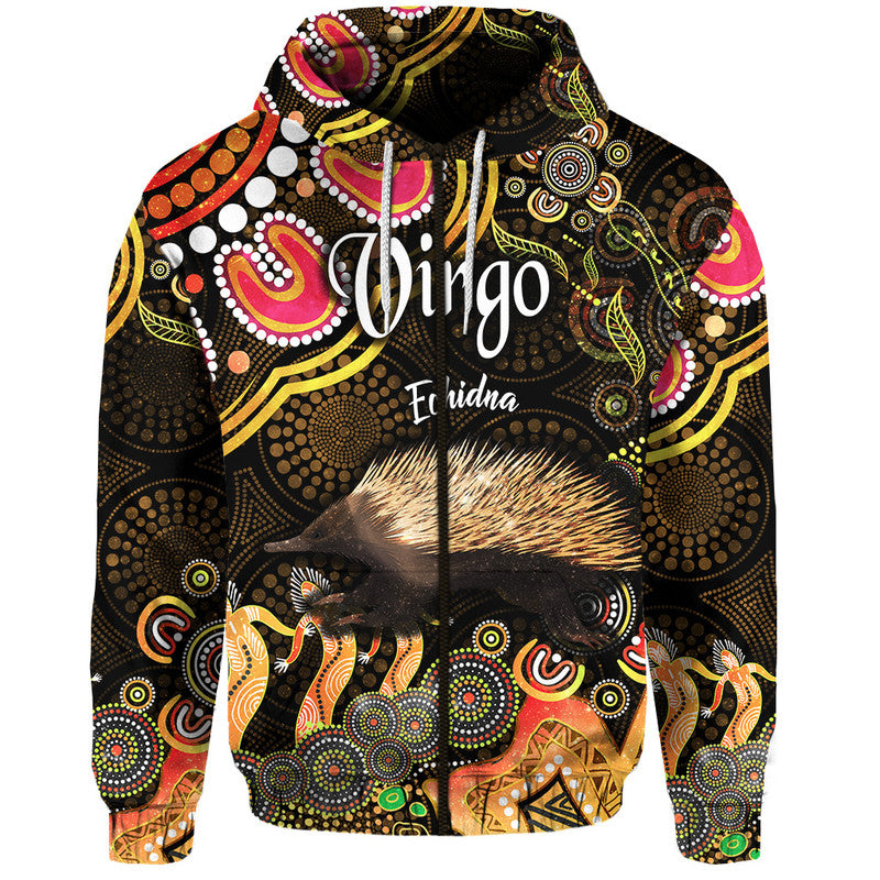australian-astrology-zip-up-and-pullover-hoodie-virgo-echidna-zodiac-aboriginal-vibes-gold