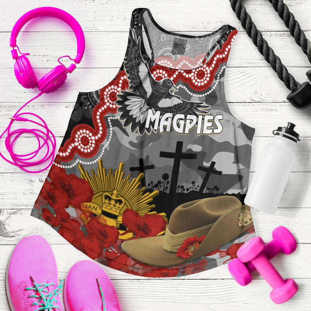 magpies-football-anzac-2023-women-racerback-tank-aboriginal-mix-slouch-hat