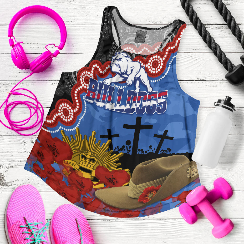 western-bulldogs-football-anzac-2023-women-racerback-tank-aboriginal-mix-slouch-hat