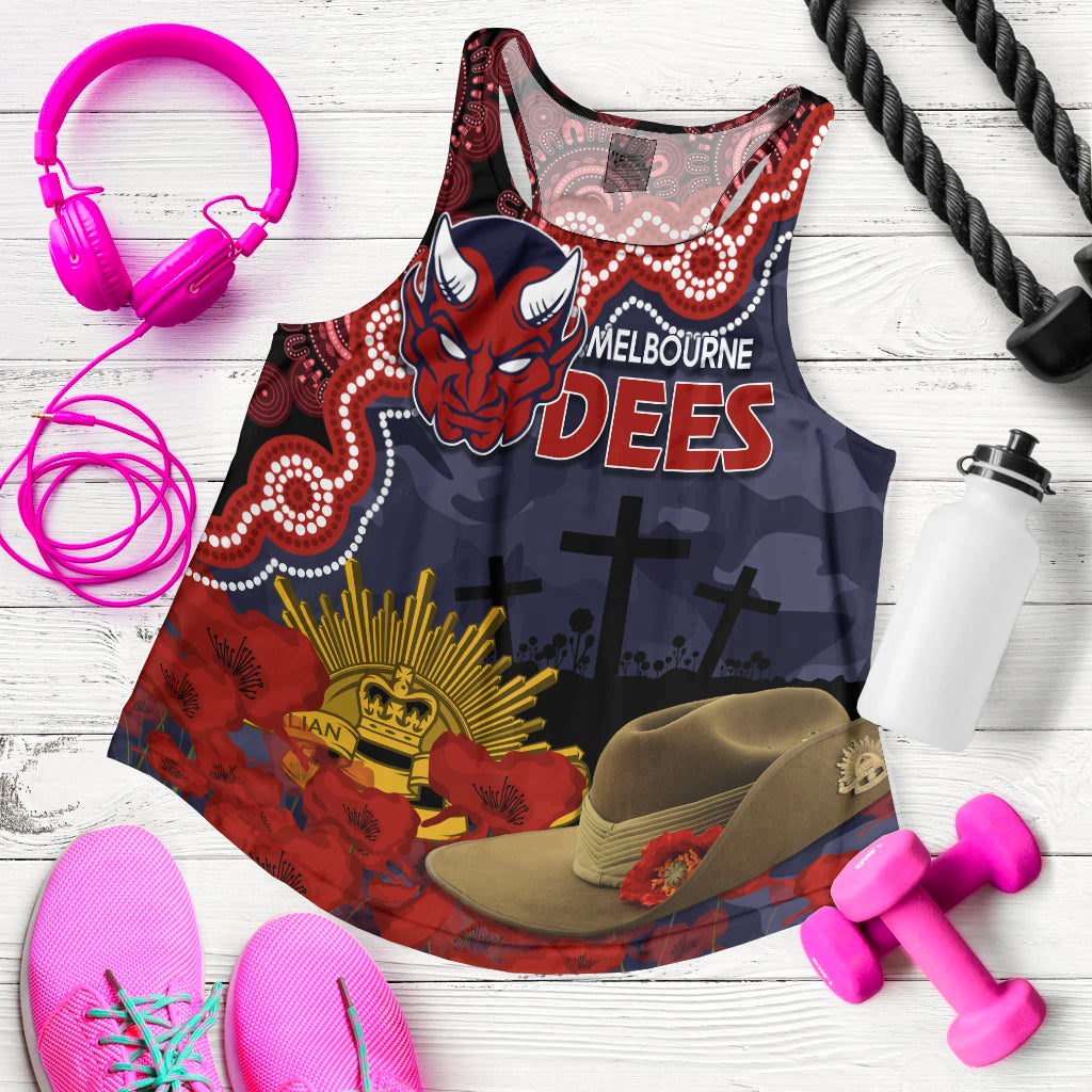 melbourne-dees-football-anzac-2023-women-racerback-tank-aboriginal-mix-slouch-hat