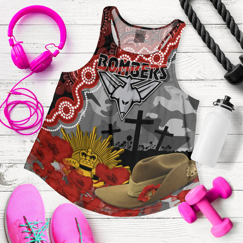 bombers-football-anzac-2023-women-racerback-tank-aboriginal-mix-slouch-hat