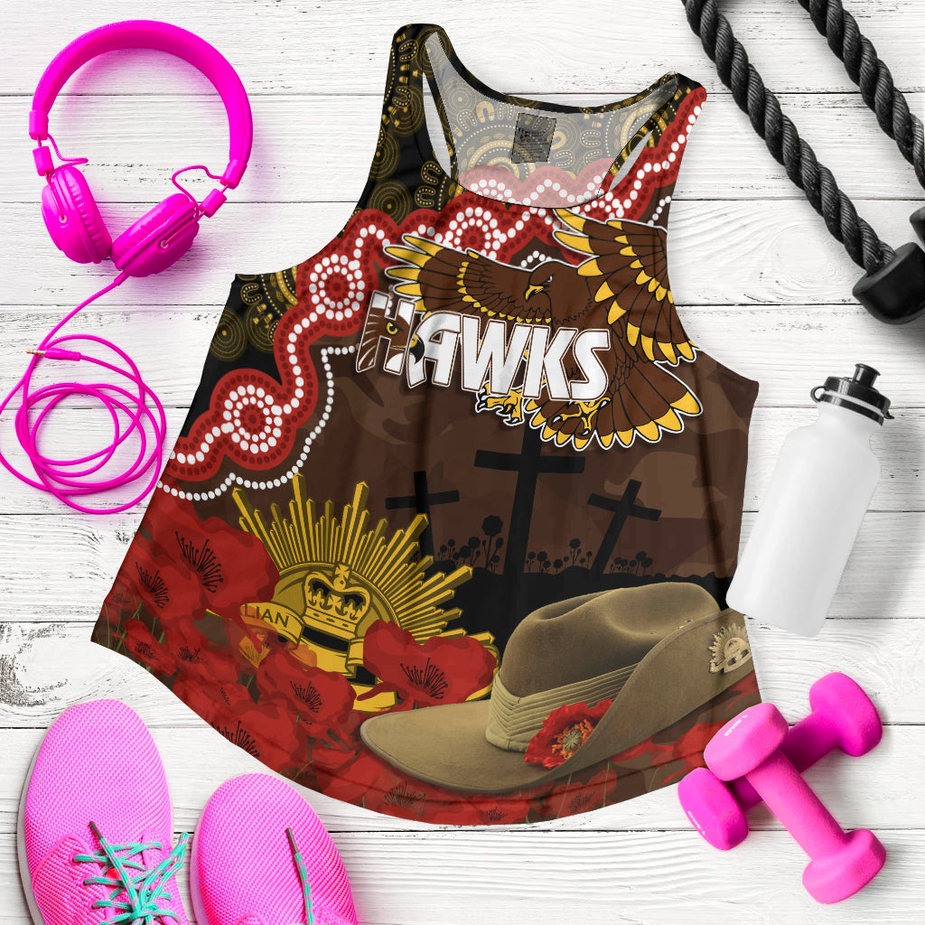 hawks-football-anzac-2023-women-racerback-tank-aboriginal-mix-slouch-hat