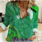 custom-text-and-number-torres-strait-islanders-flag-with-aboriginal-patterns-green-women-casual-shirt
