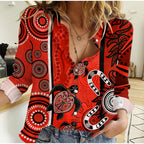 indigenous-turtle-dot-painting-red-women-casual-shirt