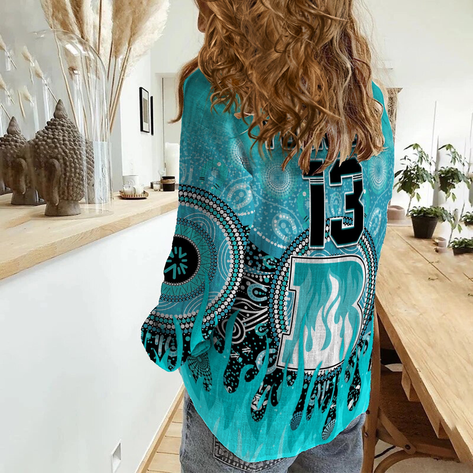 custom-text-and-number-brisbane-heat-women-casual-shirt-aboriginal-dot-fire-australia-cricket