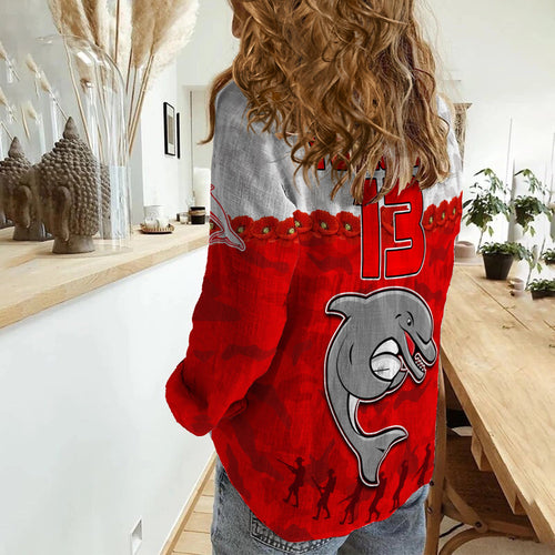 custom-text-and-number-dolphins-rugby-women-casual-shirt-anzac-day-poppy-aboriginal