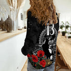 custom-text-and-number-magpies-football-anzac-day-women-casual-shirt-speical-poppy-mix-aboriginal