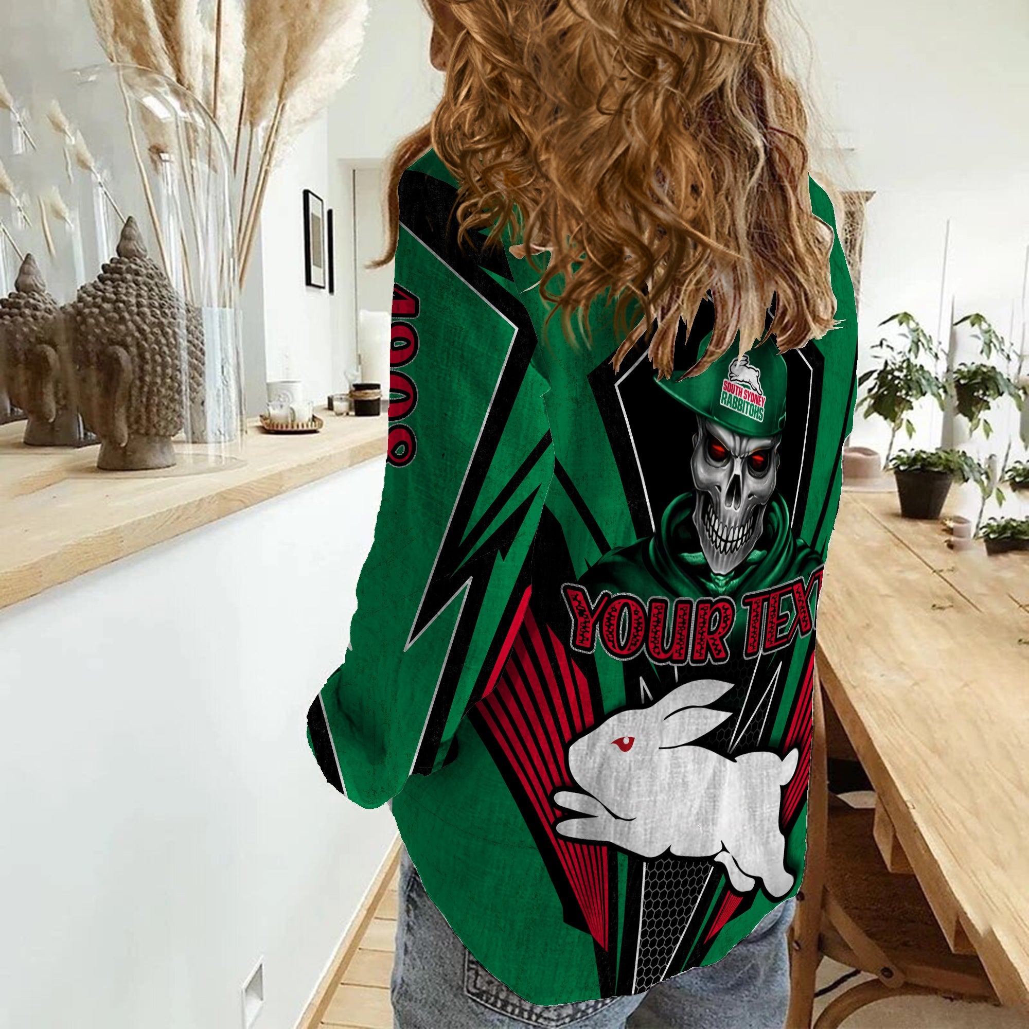 custom-personalised-rabbitohs-rugby-women-casual-shirt-mascot-south-sydney-since-1908-cool-skull