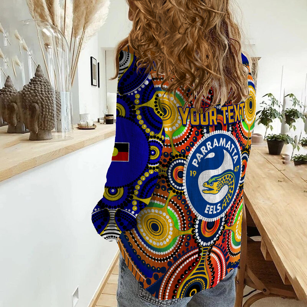 custom-personalised-eels-indigenous-women-casual-shirt-parramatta-naidoc-special