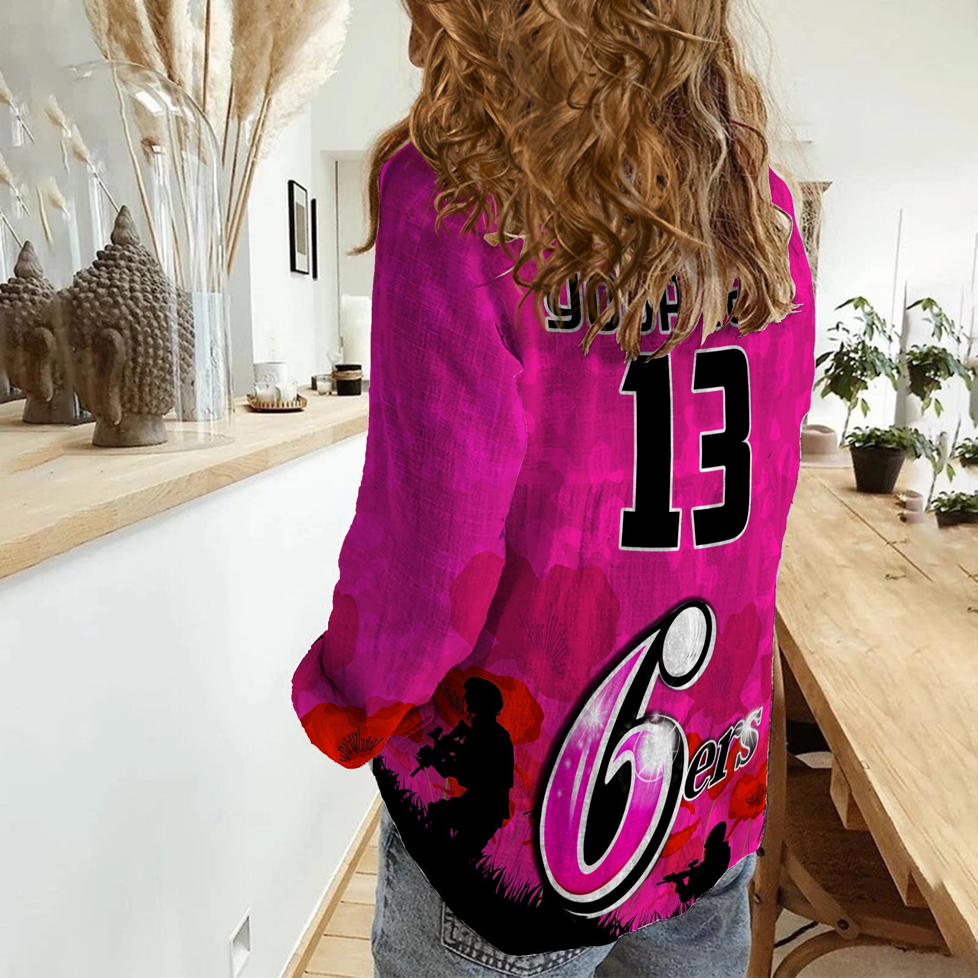 custom-text-and-number-sydney-sixers-cricket-women-casual-shirt-anzac-day-camouflage-poppy-lest-we-forget