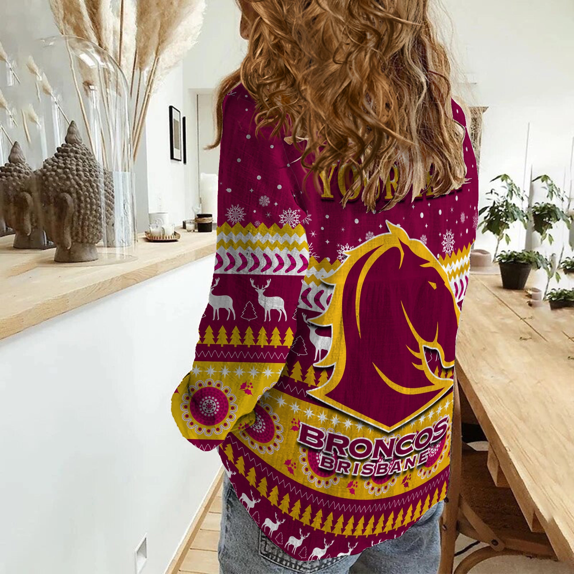 custom-personalised-broncos-aboriginal-women-casual-shirt-christmas-brisbane