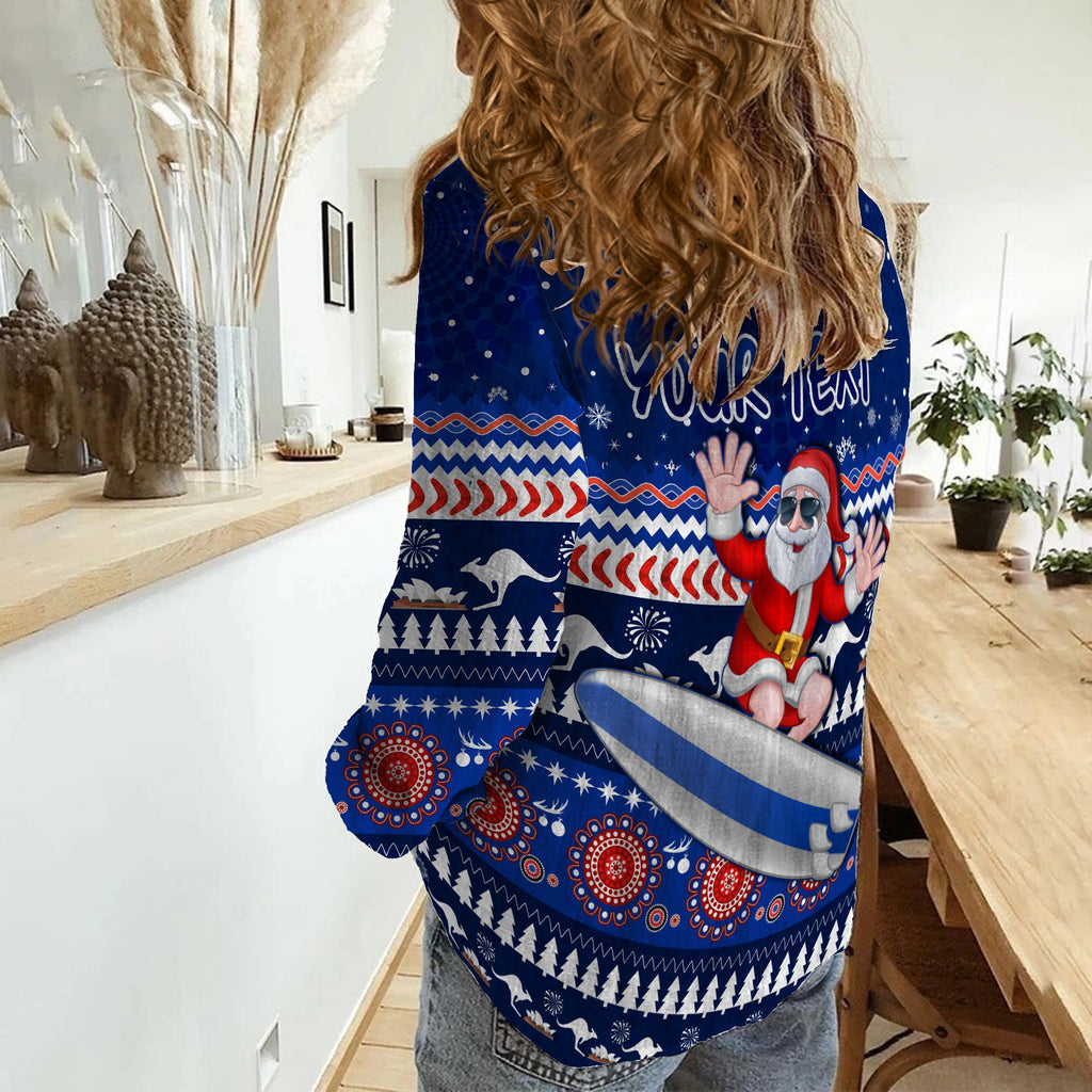 custom-personalised-australia-christmas-women-casual-shirt-aussie-aboriginal-santa-claus-is-surfing-with-kangaroo