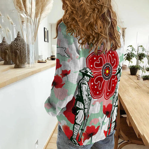 custom-personalised-rabbitohs-anzac-day-women-casual-shirt-poppies-aboriginal-proud-soldiers