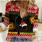 custom-personalised-panthers-christmas-women-casual-shirt-penrith-snow-mix-indigenous