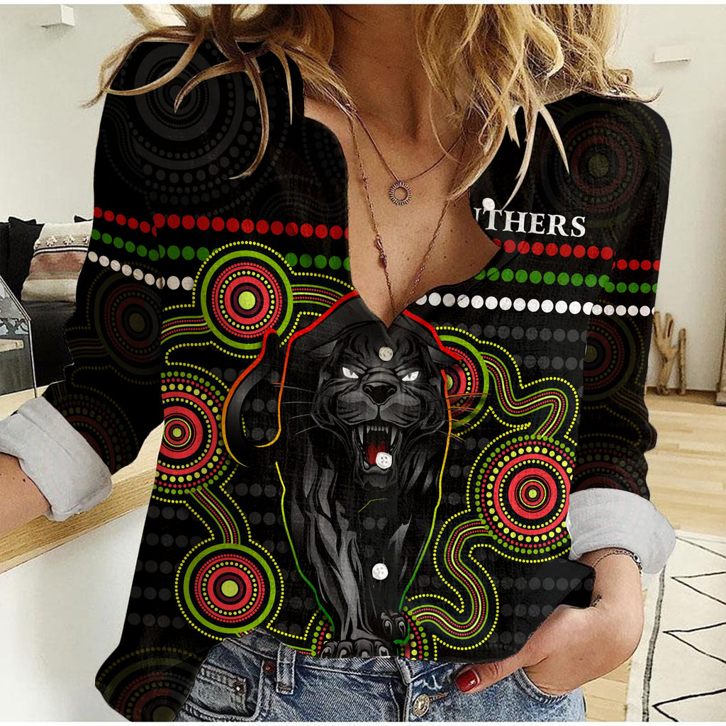 custom-personalised-panthers-indigenous-women-casual-shirt-version-black-alternate
