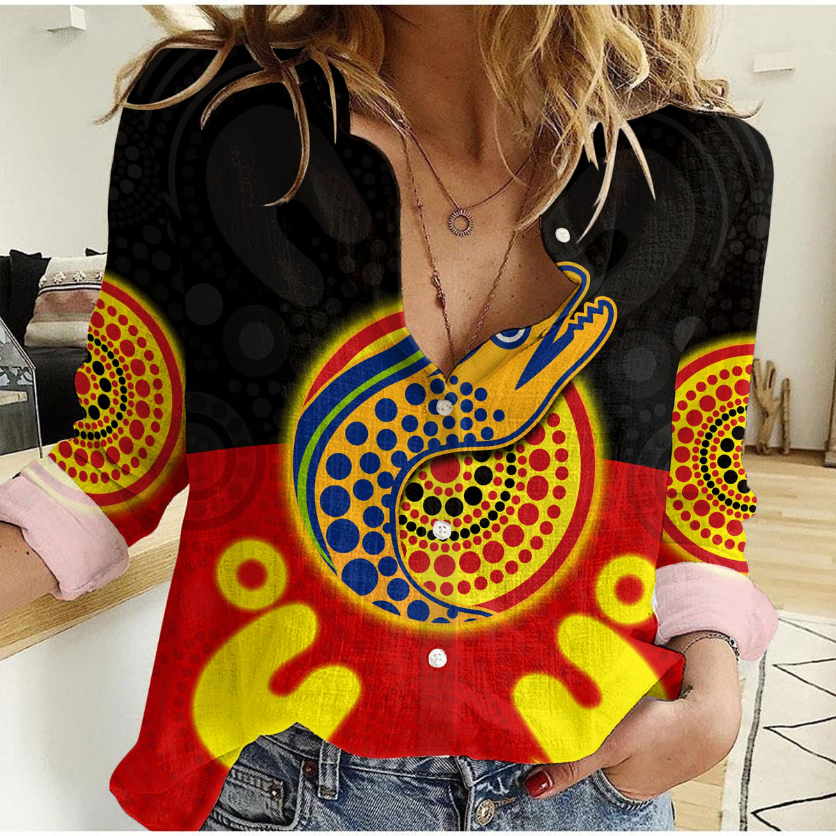 custom-personalised-eels-indigenous-women-casual-shirt-style-aboriginal-flag