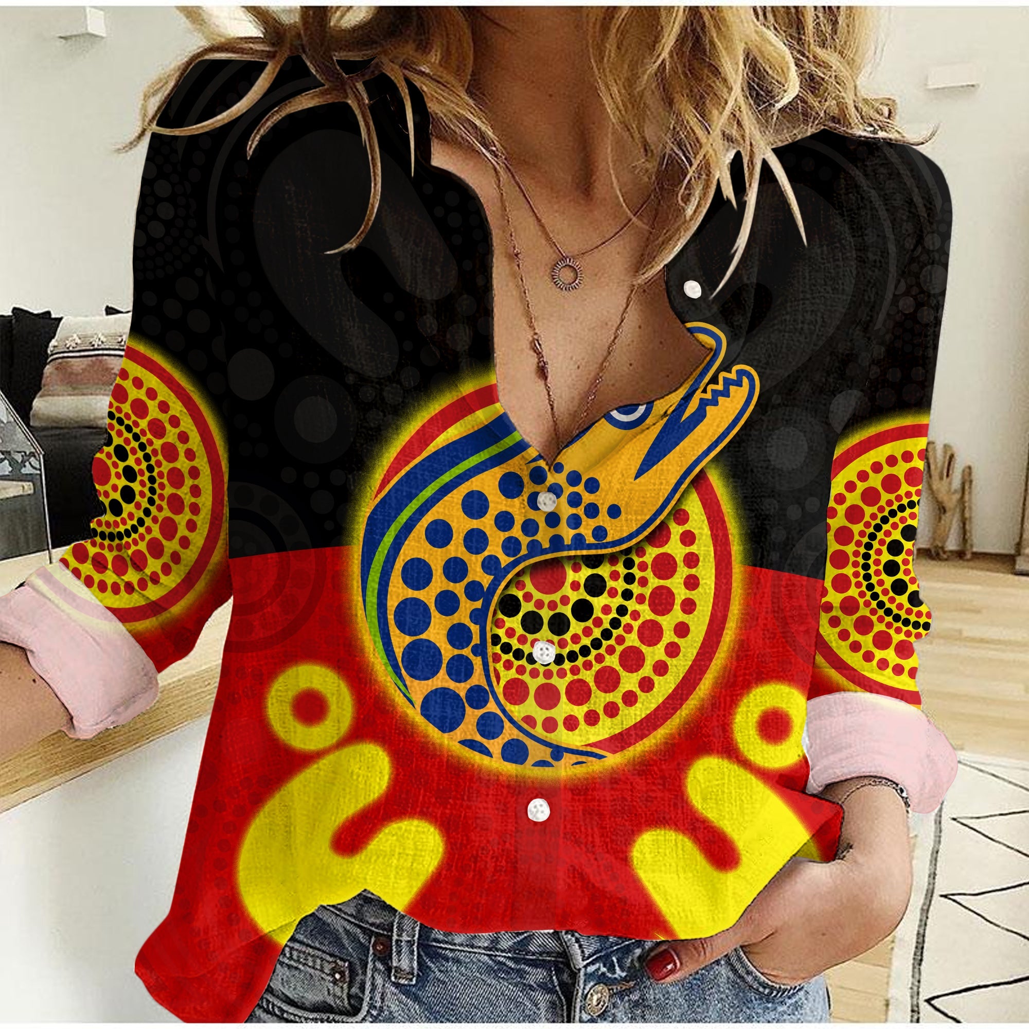custom-personalised-eels-indigenous-women-casual-shirt-style-aboriginal-flag