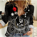 custom-text-and-number-magpies-football-anzac-day-women-casual-shirt-aboriginal-poppy-flowers