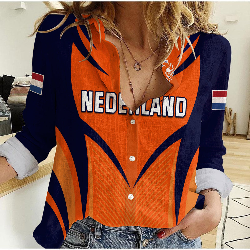custom-personalised-netherlands-cricket-women-casual-shirt-t20-world-cup-nederland-lion