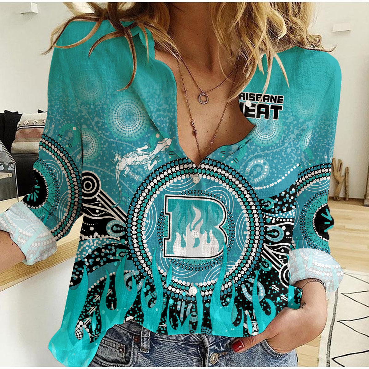 brisbane-heat-women-casual-shirt-aboriginal-dot-fire-australia-cricket
