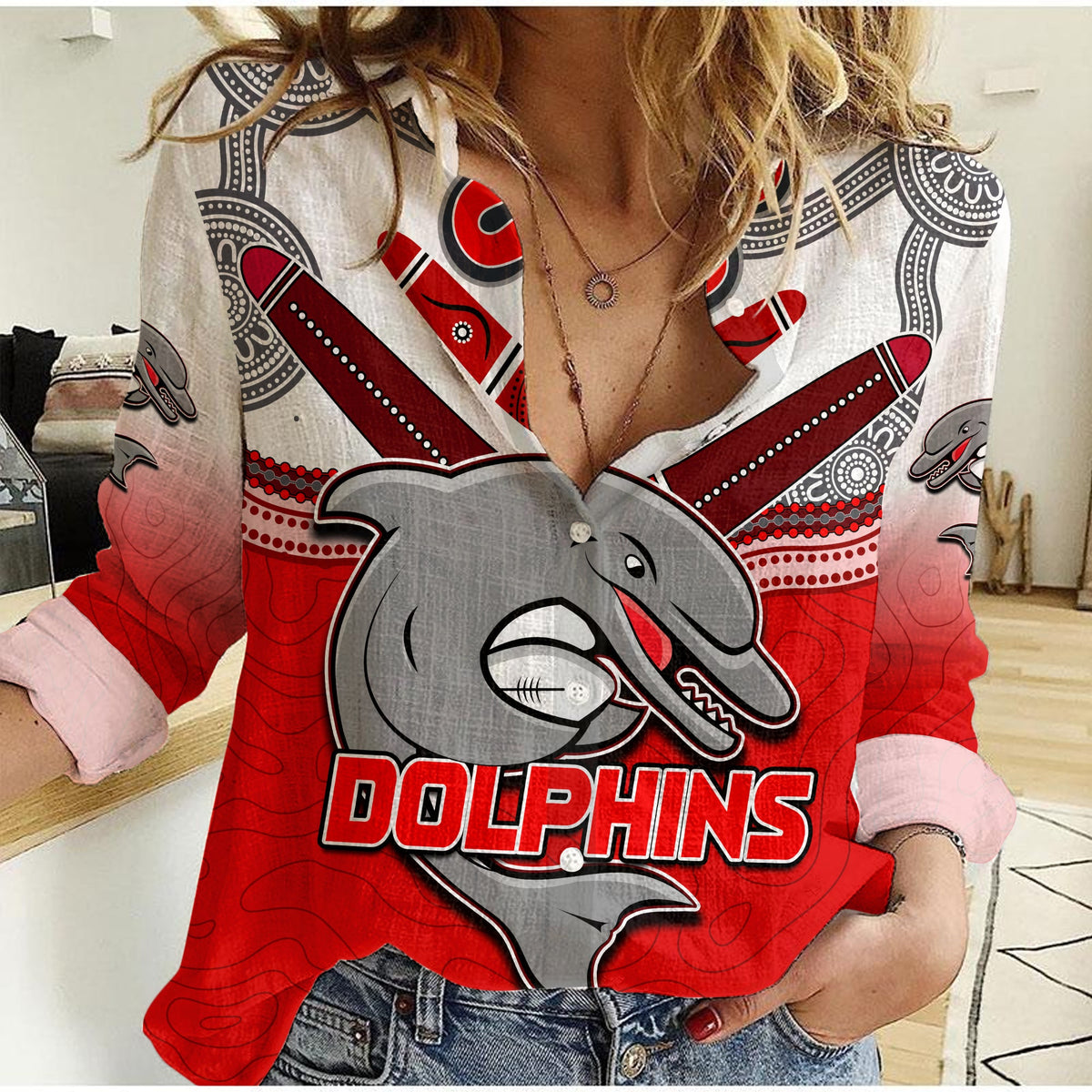 custom-personalised-dolphins-rugby-women-casual-shirt-redcliffe-come-back-stronger