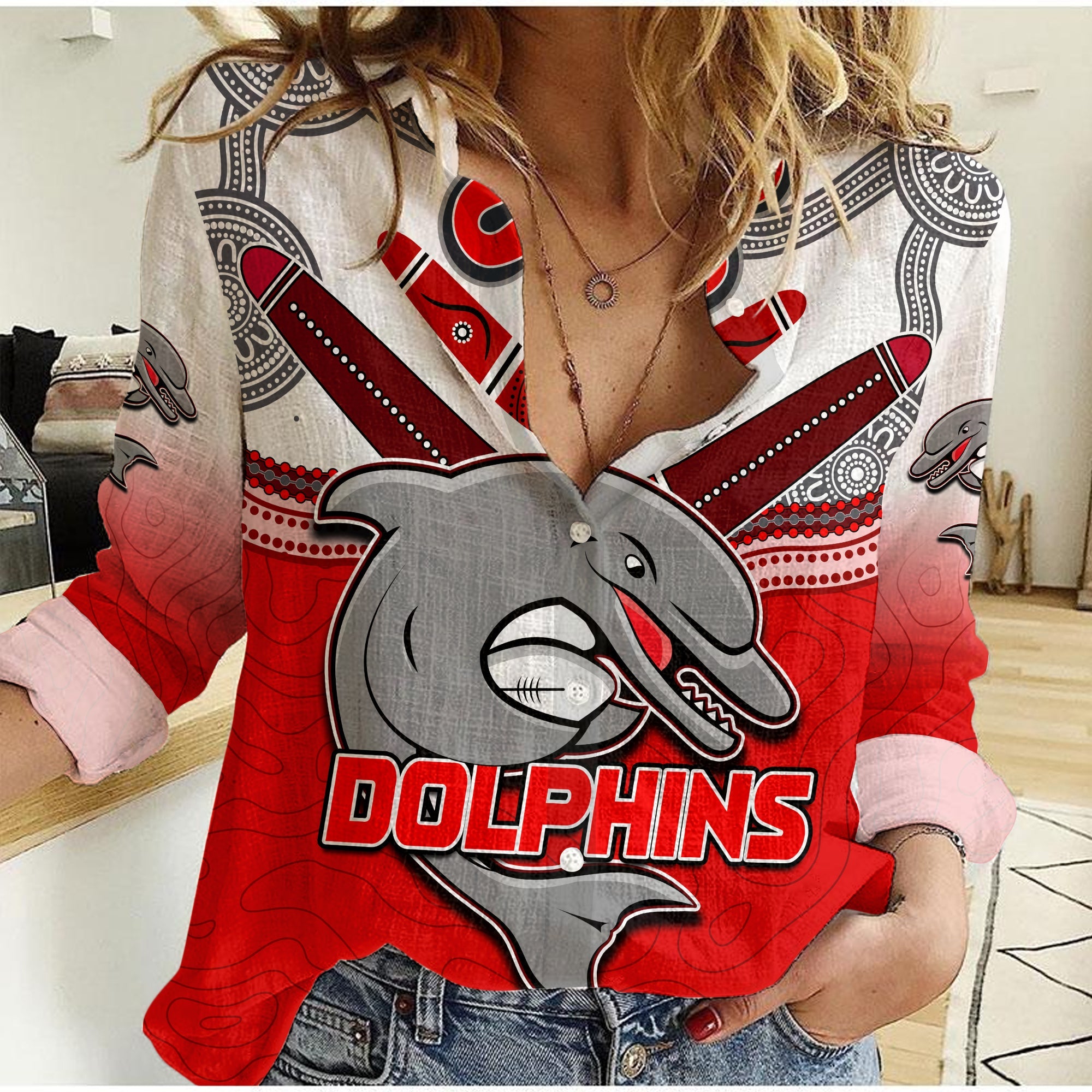 custom-personalised-dolphins-rugby-women-casual-shirt-redcliffe-come-back-stronger