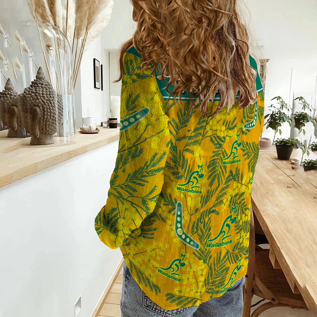 custom-personalised-wallabies-rugby-women-casual-shirt-golden-wattle-aboriginal-boomerang-style-hawaii