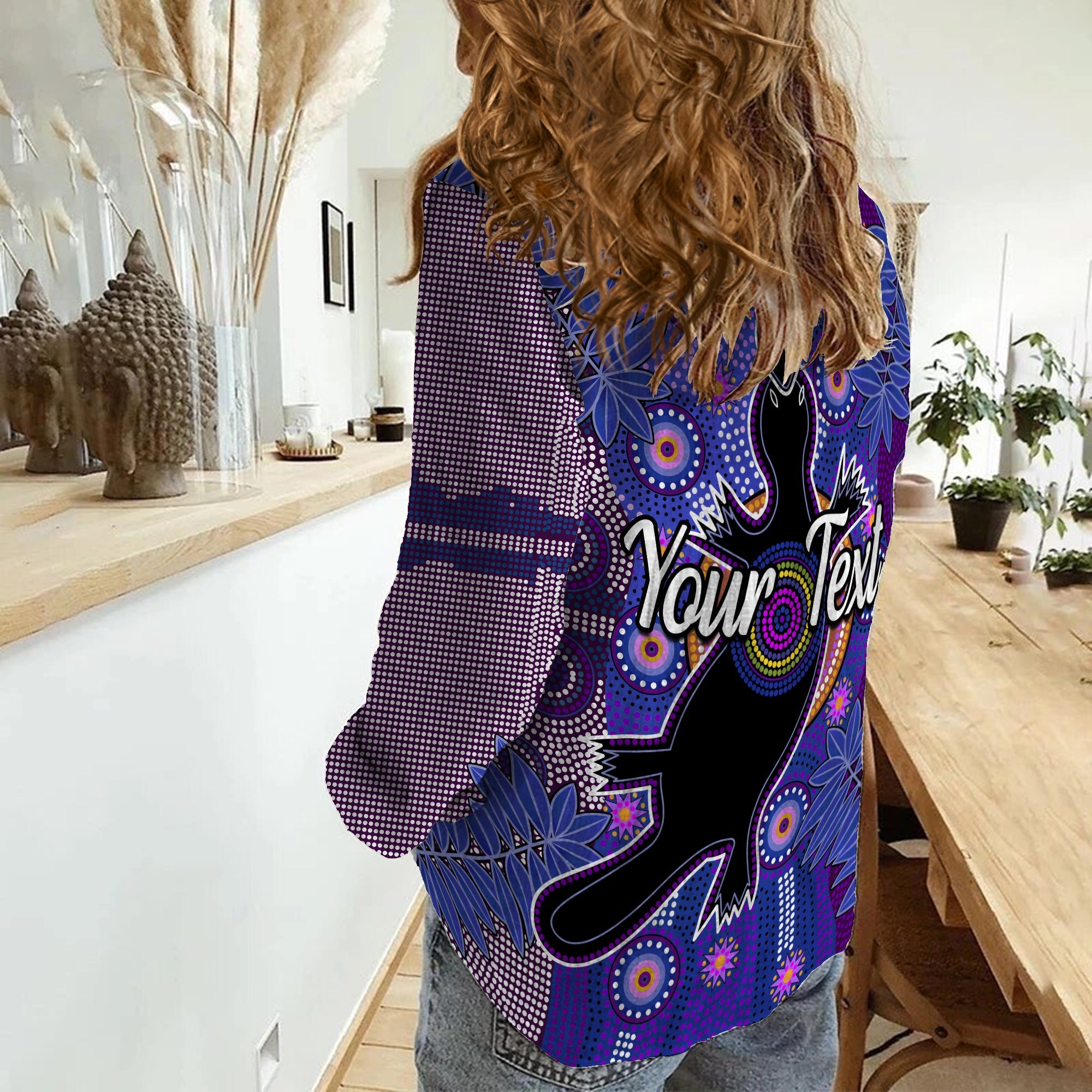 custom-personalised-aboriginal-indigenous-platypus-purple-women-casual-shirt