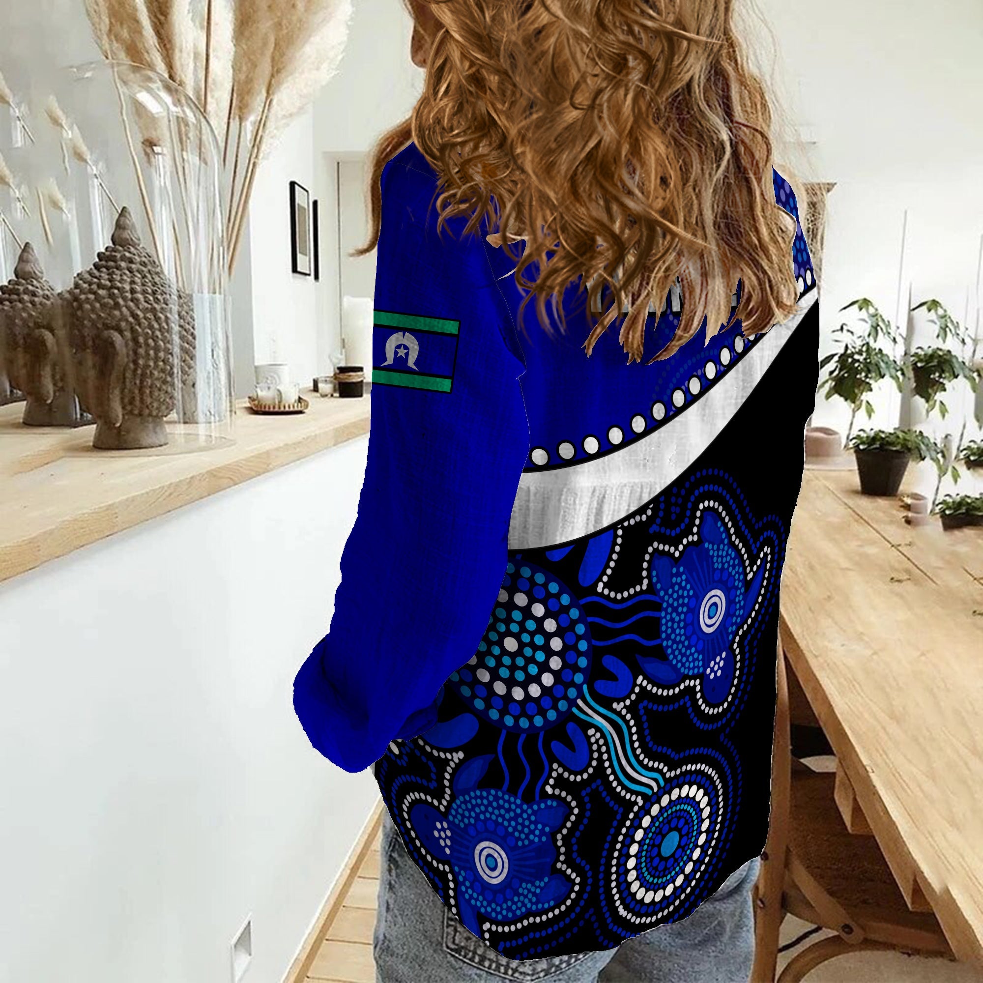 custom-personalised-naidoc-week-2022-women-casual-shirt-torres-strait-islander-version-blue-aboriginal-turtles