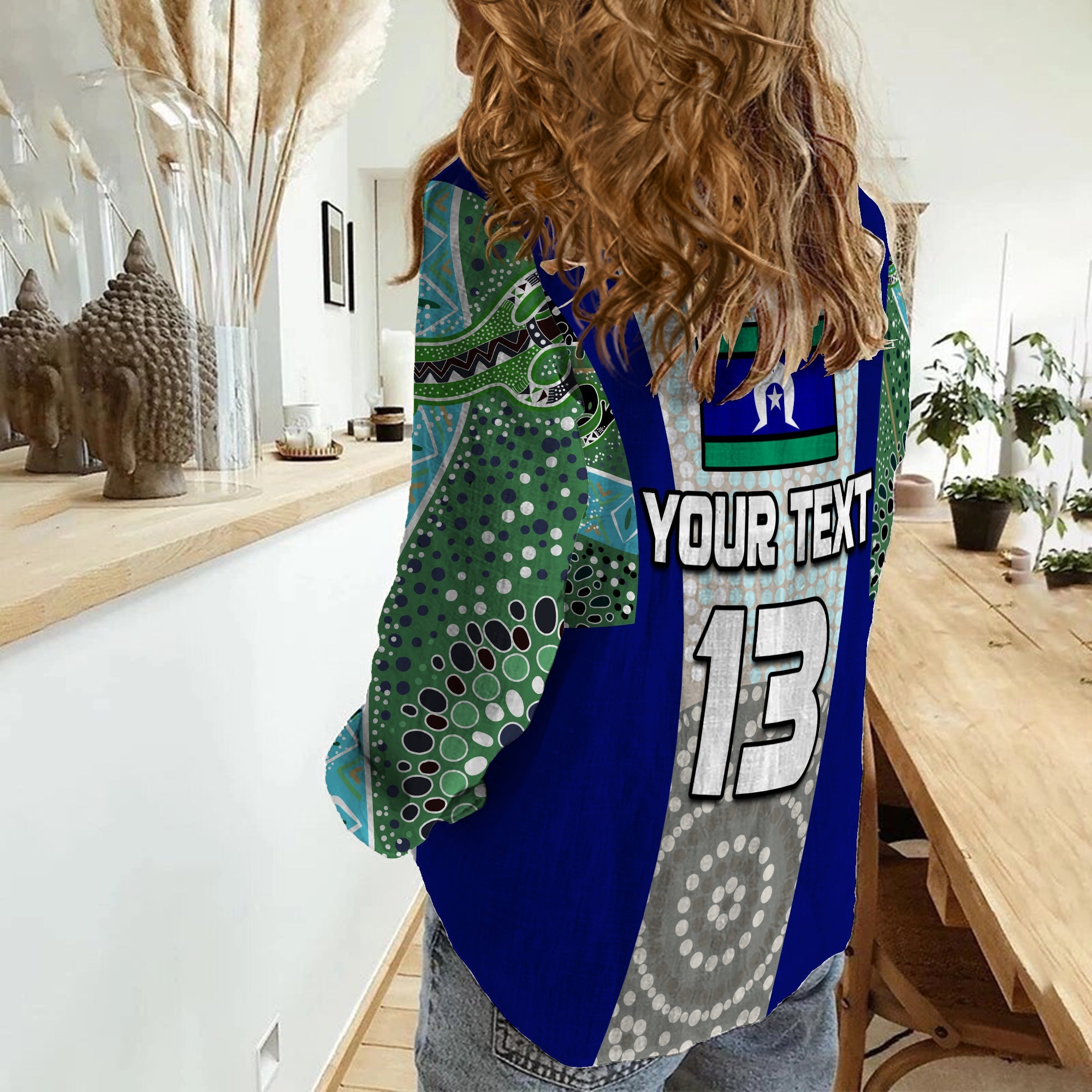 custom-text-and-number-flag-of-torres-strait-islander-women-casual-shirt