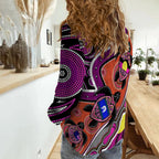 custom-personalised-australia-aboriginal-dots-with-turtle-and-naidoc-flags-purple-women-casual-shirt