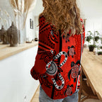 indigenous-turtle-dot-painting-red-women-casual-shirt