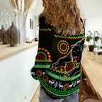 panthers-christmas-women-casual-shirt-aboriginal-pattern-penrith-black-version
