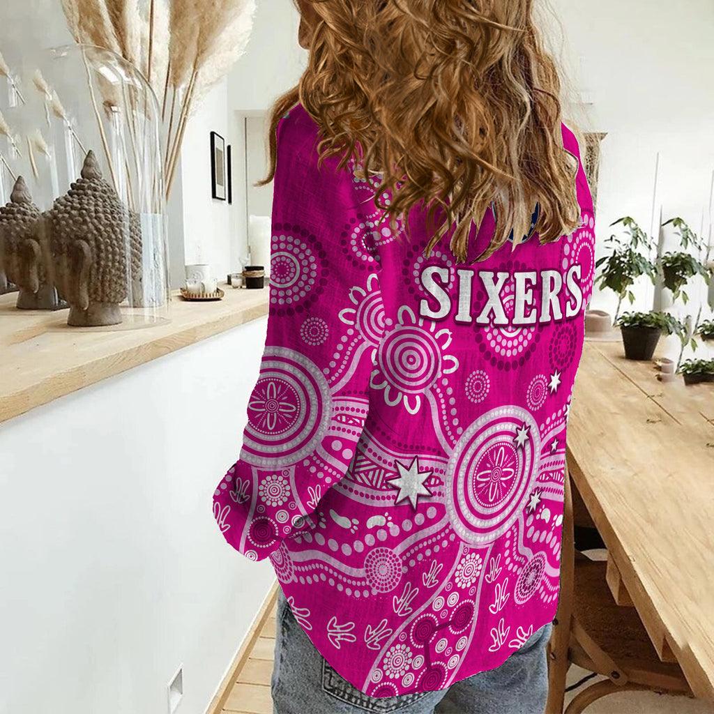 sydney-sixers-women-casual-shirt-cricket-indigenous-australian-art-ver02