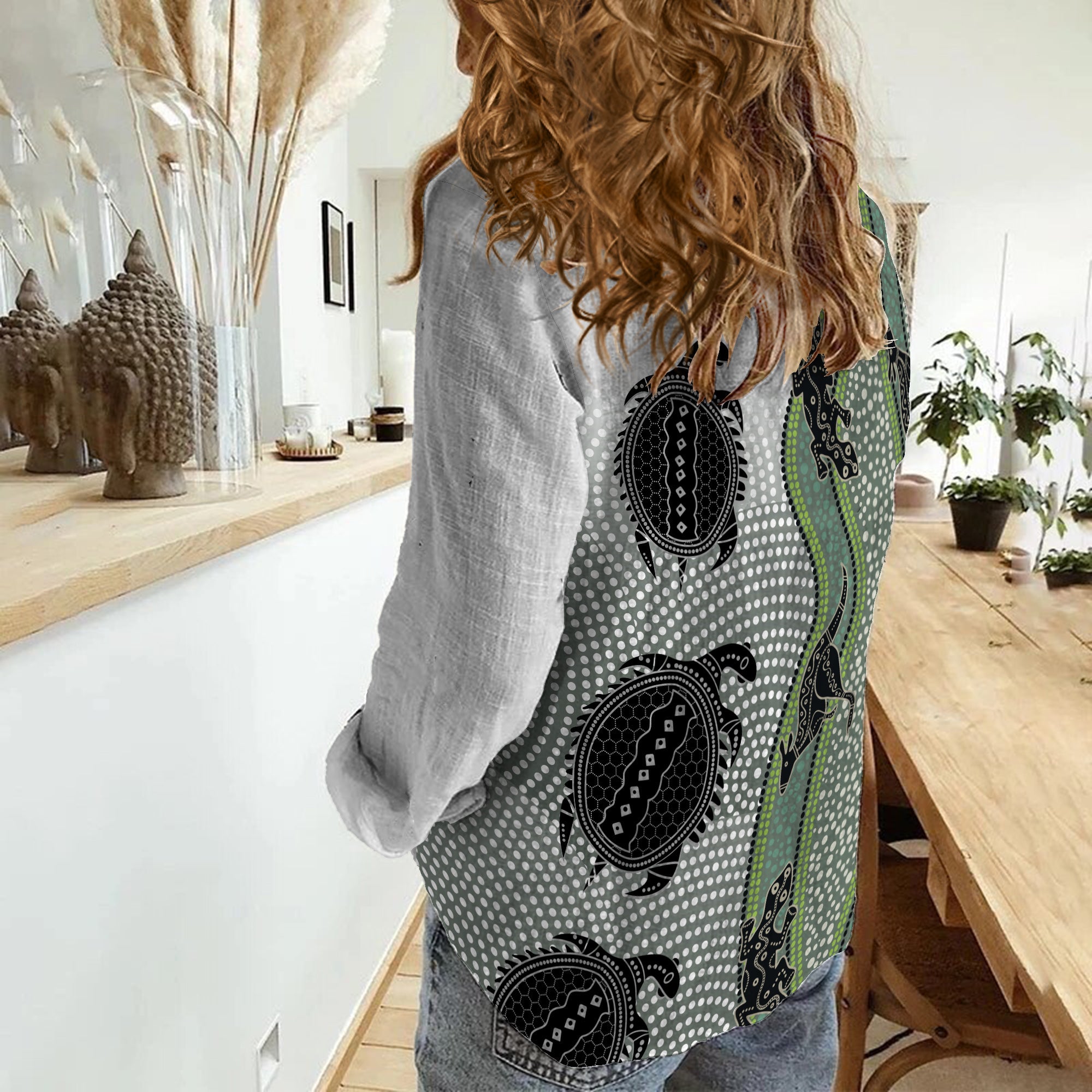 aboriginal-with-kangaroo-lizard-turtle-and-dotted-crooked-stripes-pattern-women-casual-shirt