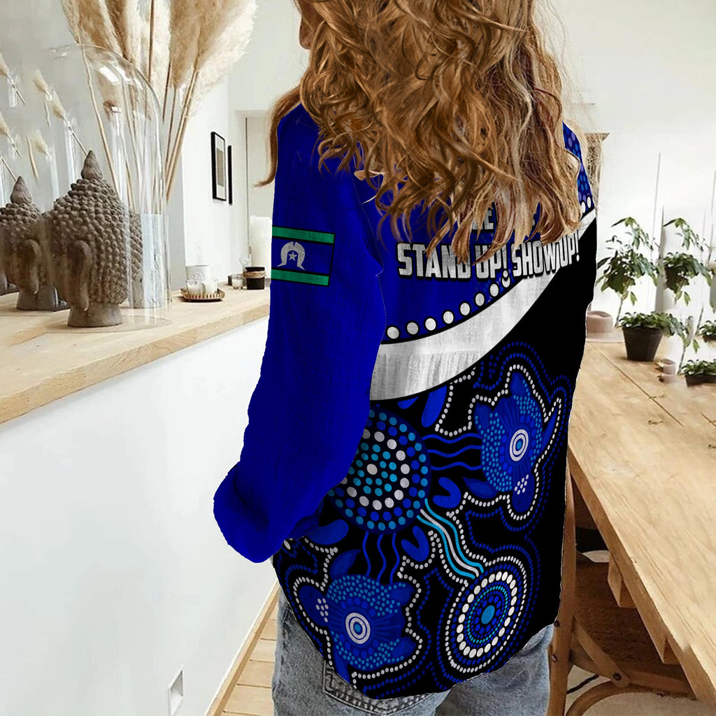 naidoc-week-2022-women-casual-shirt-torres-strait-islander-version-blue-aboriginal-turtles
