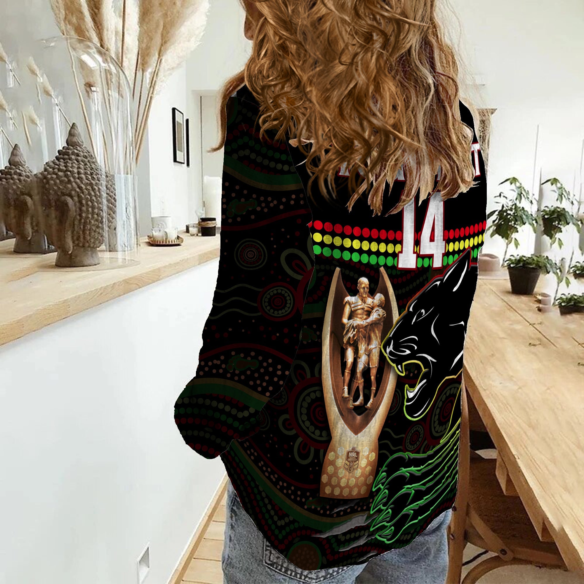 custom-text-and-number-panthers-rugby-women-casual-shirt-the-riff-2022-premiers-aboriginal-art