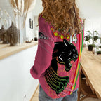 custom-text-and-number-panthers-rugby-women-casual-shirt-the-mountain-men-aboriginal-art-dynamic-pink-version