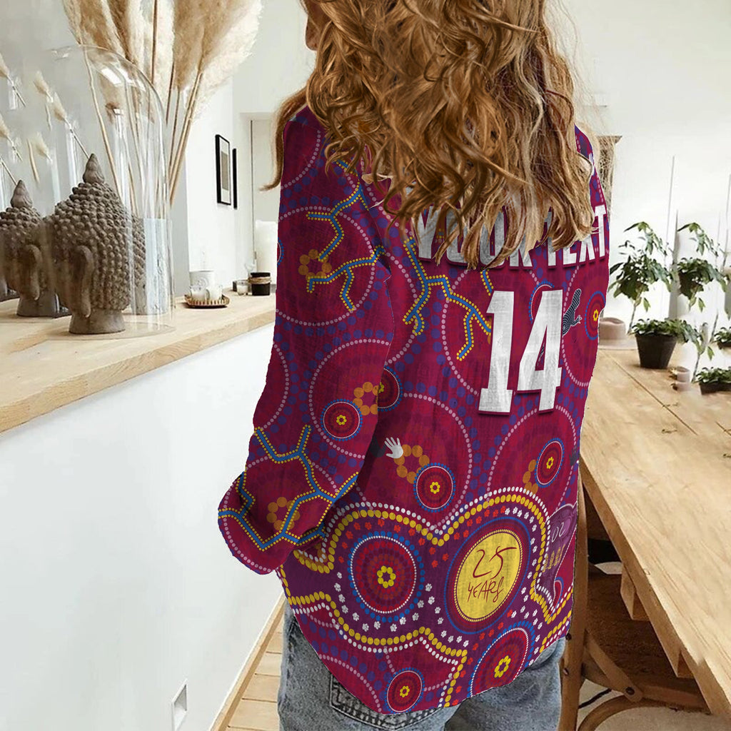 custom-text-and-number-brisbane-football-women-casual-shirt-indigenous-pattern-go-lions-unique-version