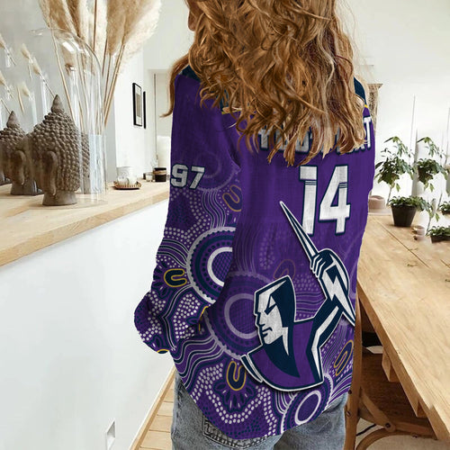 custom-text-and-number-melbourne-storm-rugby-women-casual-shirt-indigenous-boomerang-gradient-style