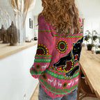 custom-personalised-panthers-christmas-women-casual-shirt-aboriginal-pattern-penrith-pink-version