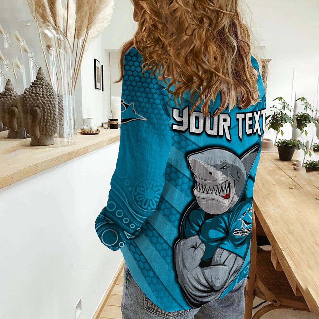 custom-text-and-number-sharks-rugby-women-casual-shirt-go-sharkies-aboriginal-sporty-version