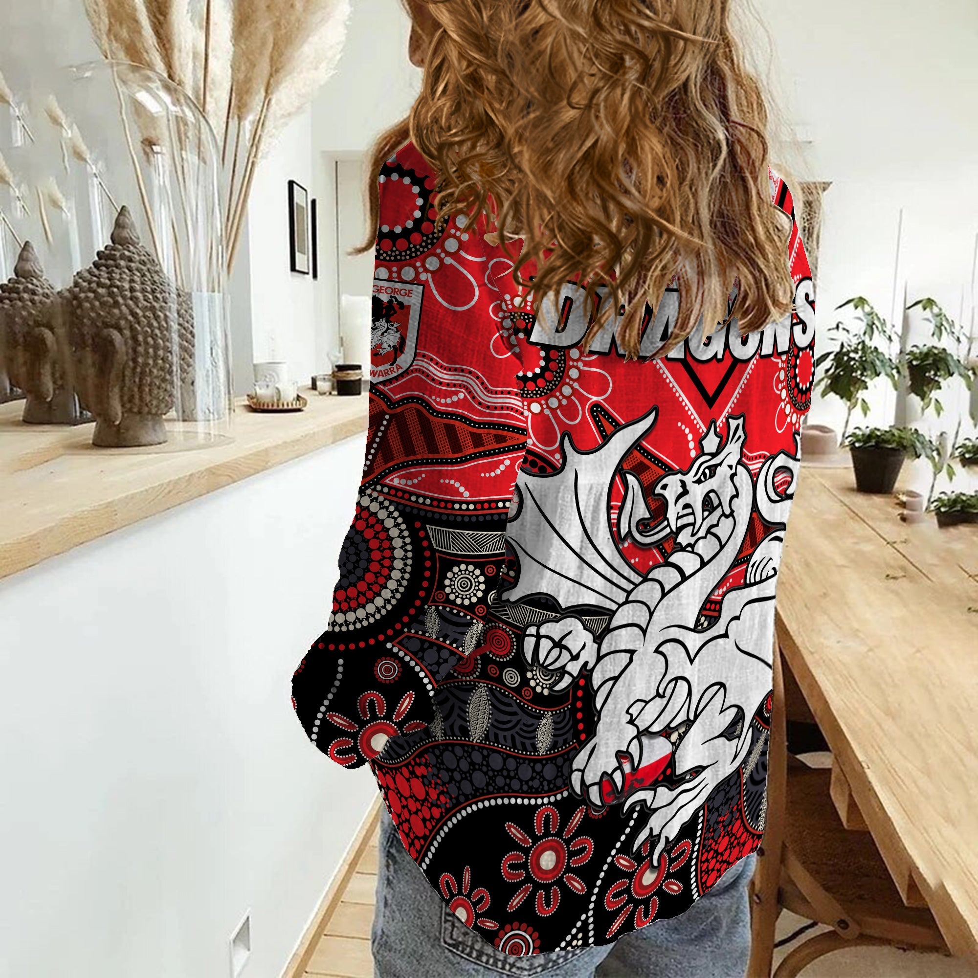 dragons-rugby-women-casual-shirt-indigenous-pattern-artsy-version
