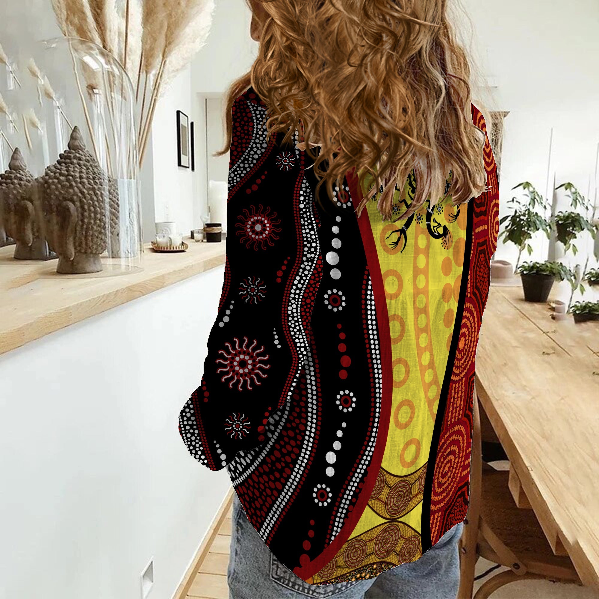 aboriginal-koori-dot-acrylic-paint-and-dreamtime-dance-women-casual-shirt